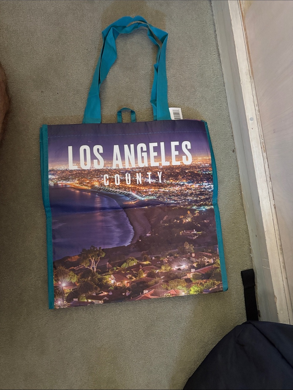 Los Angeles County Scenic Tote Bag in Teal Trim. Poly blend. NWT